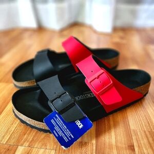 Birkenstock Arizona Split Red & Black Colorblock Unisex Sandals size EUR 45 NWT
